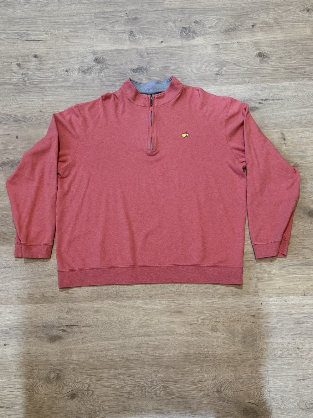 Masters Collection 1/4 Zip Pullover Mens 3XL Coral Red Golf Sweater MC3200-917